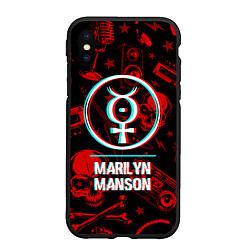 Чехол iPhone XS Max матовый Marilyn Manson Rock Glitch, цвет: 3D-черный