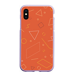 Чехол iPhone XS Max матовый Геометрические Фигуры На Оранжевом Фоне, цвет: 3D-светло-сиреневый