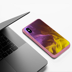 Чехол iPhone XS Max матовый Неоновые фонари на шёлковой поверхности - Фиолетов, цвет: 3D-малиновый — фото 2