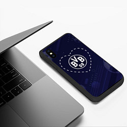 Чехол iPhone XS Max матовый Лого Borussia в сердечке на фоне мячей, цвет: 3D-черный — фото 2