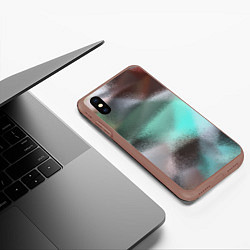 Чехол iPhone XS Max матовый Абстрактный узор в бирюзовых коричневых тонах, цвет: 3D-коричневый — фото 2