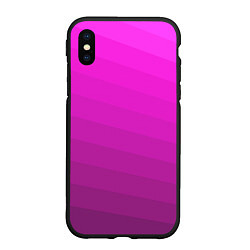 Чехол iPhone XS Max матовый Розовый неоновый полосатый узор Pink neon, цвет: 3D-черный