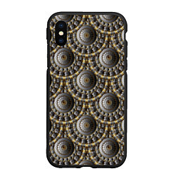 Чехол iPhone XS Max матовый Круглые объемные узоры, цвет: 3D-черный