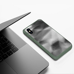 Чехол iPhone XS Max матовый В серых тонах абстрактный узор gray abstract patte, цвет: 3D-темно-зеленый — фото 2