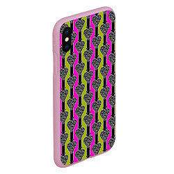 Чехол iPhone XS Max матовый Striped multicolored pattern Сердце, цвет: 3D-розовый — фото 2