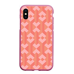 Чехол iPhone XS Max матовый Геометрический узор розового цвета geometric pink, цвет: 3D-малиновый