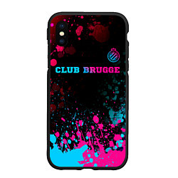 Чехол iPhone XS Max матовый Club Brugge Neon Gradient - FS, цвет: 3D-черный