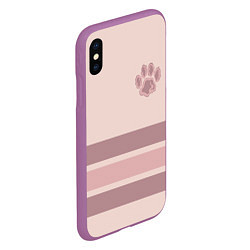 Чехол iPhone XS Max матовый Коричневые полосы на кремовом фоне stripes cream c, цвет: 3D-фиолетовый — фото 2