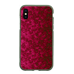 Чехол iPhone XS Max матовый Мраморная красная текстура камня red marble, цвет: 3D-темно-зеленый