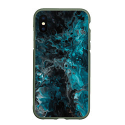 Чехол iPhone XS Max матовый Неоновая краска во тьме - Светло-синий, цвет: 3D-темно-зеленый