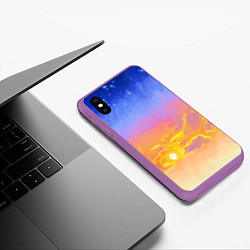 Чехол iPhone XS Max матовый Закатное небо и звезды, цвет: 3D-фиолетовый — фото 2