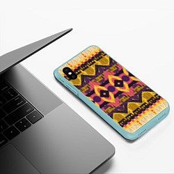Чехол iPhone XS Max матовый Африканский узор орнамент из шерсти Africa Wool Pa, цвет: 3D-мятный — фото 2