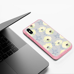 Чехол iPhone XS Max матовый Желтые анемоны на сером, цвет: 3D-баблгам — фото 2