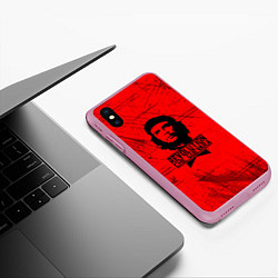 Чехол iPhone XS Max матовый Че Гевара - на красном фоне, цвет: 3D-розовый — фото 2