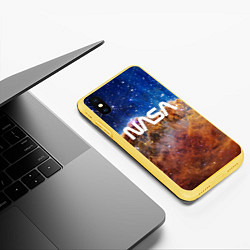 Чехол iPhone XS Max матовый Лого NASA и Туманность Киля, цвет: 3D-желтый — фото 2