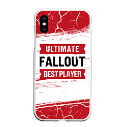 Чехол iPhone XS Max матовый Fallout: красные таблички Best Player и Ultimate, цвет: 3D-белый