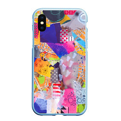 Чехол iPhone XS Max матовый Patchwork quilt Fashion trend, цвет: 3D-голубой