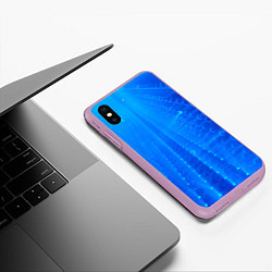 Чехол iPhone XS Max матовый Неоновый фонари и лучи - Синий, цвет: 3D-сиреневый — фото 2