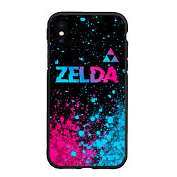 Чехол iPhone XS Max матовый Zelda Neon Triforce