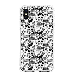 Чехол iPhone XS Max матовый Black and white alphabet and numbers, цвет: 3D-белый