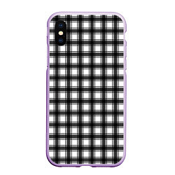 Чехол iPhone XS Max матовый Black and white trendy checkered pattern, цвет: 3D-сиреневый