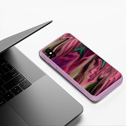 Чехол iPhone XS Max матовый Абстрактный размытый узор в розово-зеленых цветах, цвет: 3D-сиреневый — фото 2