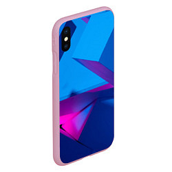 Чехол iPhone XS Max матовый Абстрактные геометрические фигуры - Синий, цвет: 3D-розовый — фото 2