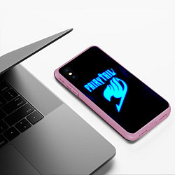 Чехол iPhone XS Max матовый Хвост феи - синяя текстура, цвет: 3D-розовый — фото 2