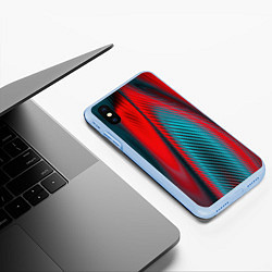 Чехол iPhone XS Max матовый Абстрактная неоновая наноброня - Красный, цвет: 3D-голубой — фото 2