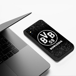 Чехол iPhone XS Max матовый Borussia с потертостями на темном фоне, цвет: 3D-черный — фото 2