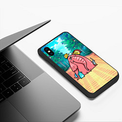 Чехол iPhone XS Max матовый Розовая слониха со слонятами, цвет: 3D-черный — фото 2