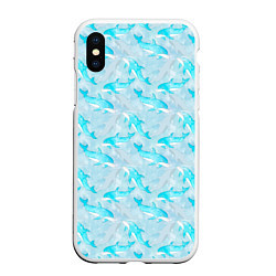 Чехол iPhone XS Max матовый Дельфины в океане, цвет: 3D-белый