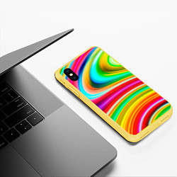 Чехол iPhone XS Max матовый Rainbow colors, цвет: 3D-желтый — фото 2