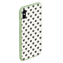 Чехол iPhone XS Max матовый Темные сердечки, цвет: 3D-салатовый — фото 2