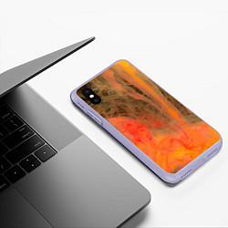 Чехол iPhone XS Max матовый Абстрактное множество красок - Оранжевый, цвет: 3D-светло-сиреневый — фото 2