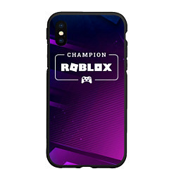 Чехол iPhone XS Max матовый Roblox Gaming Champion: рамка с лого и джойстиком, цвет: 3D-черный