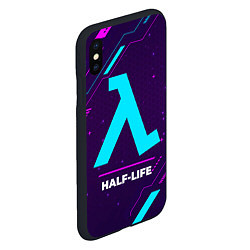 Чехол iPhone XS Max матовый Символ Half-Life в неоновых цветах на темном фоне, цвет: 3D-черный — фото 2