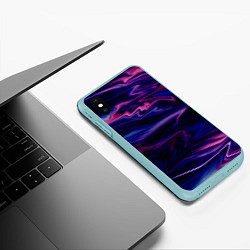 Чехол iPhone XS Max матовый Фиолетово-розовый абстрактный узор, цвет: 3D-мятный — фото 2