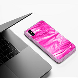 Чехол iPhone XS Max матовый Розовая мраморная текстура, цвет: 3D-сиреневый — фото 2