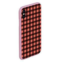 Чехол iPhone XS Max матовый Оранжево-черный клетчатый узор, цвет: 3D-розовый — фото 2