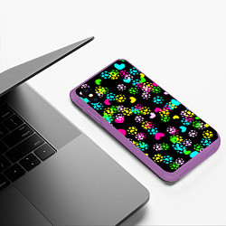 Чехол iPhone XS Max матовый Весна в сердцах на черном фоне, цвет: 3D-фиолетовый — фото 2