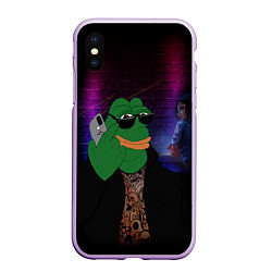 Чехол iPhone XS Max матовый Pepe Frog в клубе, цвет: 3D-сиреневый