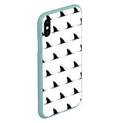 Чехол iPhone XS Max матовый Плавники акул - паттерн, цвет: 3D-мятный — фото 2