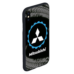 Чехол iPhone XS Max матовый Mitsubishi в стиле Top Gear со следами шин на фоне, цвет: 3D-черный — фото 2