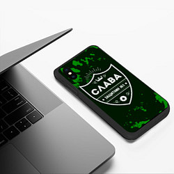 Чехол iPhone XS Max матовый Слава защитник, цвет: 3D-черный — фото 2