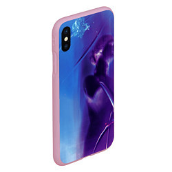 Чехол iPhone XS Max матовый Абстрактные краски и тень - Синий, цвет: 3D-розовый — фото 2