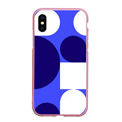 Чехол iPhone XS Max матовый Абстрактный набор геометрических фигур - Синий фон, цвет: 3D-розовый
