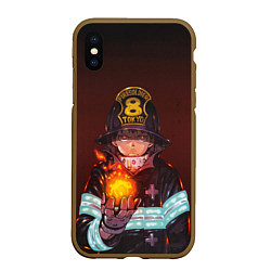 Чехол iPhone XS Max матовый Синра Кусакабэ - Пламенный отряд, цвет: 3D-коричневый