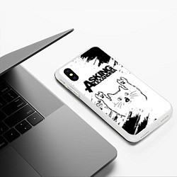 Чехол iPhone XS Max матовый Asking Alexandria рок кот на светлом фоне, цвет: 3D-белый — фото 2