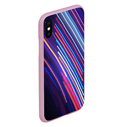 Чехол iPhone XS Max матовый Неоновое множество разноцветных фонарей во тьме, цвет: 3D-розовый — фото 2